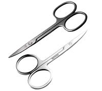 2 Pcs Nail Scissors for Women - Curved Stainless Steel Cuticle Scissors - Sharp Multipurpose Manicure & Pedicure Shears for Eyebrows, Eyelashes, Toenails & Grooming