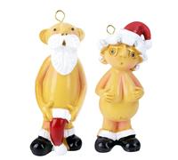 2 Pcs Naked Cap FUNNY SANTA Christmas Ornament & Stocking Cap - 8cm - Rude Xmas Tree, Secret Santa