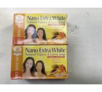 2 Pcs Nano Extra White Papaya and Carrot Soap - Natural Skin Brightening and Moisturizing Soap Bar, 250g x 2 Bars