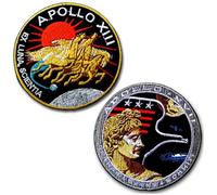 2 pcs NASA Apollo 13 and 17 Mission Embroidered Patch Iron or Sew on Badge Applique Astronaut Space Black and Gold, Badge, Space Program Collectible
