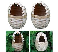 2 Pcs Natural Bamboo Bird Nest Hand-Knitted Birdhouse for Sparrows Finches Small Birds Eco-Friendly
