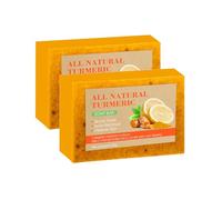 2 Pcs Natural Lemon Turmeric Bath Soap,Face Soap for Acne,Body Wash Soap Bar with Organic Ingredients & Essential Oils,Gentle Soft Skin Care,Moisturizing Shower for All Skin Types