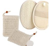 2 Pcs Natural Loofah Sponge and 2 Pcs Sisal Soap Bag for Bath Shower Foaming Loofa Sponge Scrubber Brush Close Skin