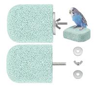 2 Pcs Natural Pumice Bird Perch Platform, Ice Cream Shaped Lava Ledge for Small Birds, Nail and Beak Grinding Stone Perch for Budgies Cockatiels Conures, Easy Cage Attachment, Cyan (Cyan)