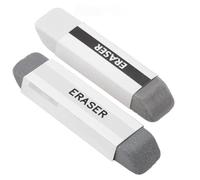 2 Pcs Natural Rubber Erasers for Ink and Pencil, Double Head Eraser to Fade Mark, Sand Rubbers Erasers, Pen Eraser Rubber for Gel Pen, Ball-Point Pens School Office Daily Art (Gray, Gray White)