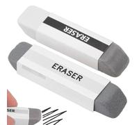 2 Pcs Natural Rubber Ink Eraser - Sand Rubber Eraser for Fountain Pens, Ballpoint Pens & Pencils, Double-Head Design for School, Office & Correction Supplies (Grey)