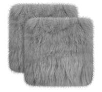 2 Pcs Natural Sheepskin for Bed Sores and Skin Imitation Wool Medical Sheepskins with Non-Slip Back for Pain Relief and Discomfort, Wool Seat Pad
