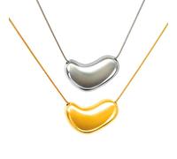 2 Pcs Necklace for Women | Elegant Silver & Gold Layered Stainless Steel Necklace | Silver & Gold Jewelry for Women | Heart Pendant Gold Necklace for Women | Jewelry for Women | Bean & Heart Necklace