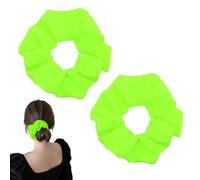 2 Pcs Neon Scrunchies, Neon Party Accessories Set - Hair Bands Ponytail Holders & 80s/90s Retro Hair Bands for Women (Fluorescent green)