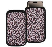 2 PCs Neoprene Cell Phone Sleeve Phone Pouch Compatible for Apple iPhone 15 14 Pro Max Galaxy S24 S23 Ultra S24+ S23 FE A55 A54 A15 A14 OnePlus 12 12R Pixel 8 7 Pro Nokia G310 (Large, Brown Leopard)