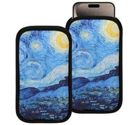 2 PCs Neoprene Cell Phone Sleeve Phone Pouch Compatible for Apple iPhone 16 Pro Max 16 Plus XS Max Galaxy S25 Ultra S25+ S24 FE A16 A35 A55 Pixel 9 Pro XL Moto G Play Power (Large, Starry Night)