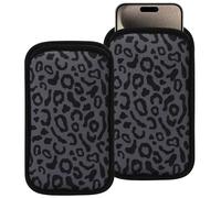 2 PCs Neoprene Cell Phone Sleeve Phone Pouch Compatible for Apple iPhone 16 Pro Max 16 Plus XS Max Galaxy S25 Ultra S25+ S24 FE A16 A35 A55 Pixel 9 Pro XL Moto G Play Power (Large, Grey Leopard)