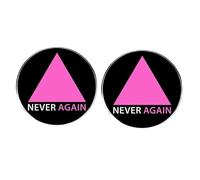 2 Pcs Never Again Pink Triangle Enamel Pins, Equality Awareness Lapel Badges, Anti-Discrimination Memorial Brooches, Human Rights Support Pins for Jackets, Backpacks and Hats