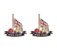 2 Pcs Never Forget Red Poppy Pin Union Jack Remembrance Day Badge Veteran Soldier Brooch Decorations Gifts Memorabilia