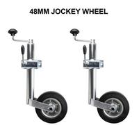 2 Pcs New Heavy Duty Caravan Jockey Wheel & Clamp 48mm Trailer Plastic Rim Wind Handle