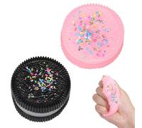2 Pcs New Soft Handmade Cookie Squishy Toys - Pink Dessert Kawaii Squishies, Stress Relief Fidget Toys with Squishy Texture for Anxiety Relief