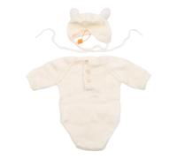 2 Pcs Newborn Photography Props Crochet Outfit Baby Romper Hat Set Infants Photo Knit Bear Ears Jumpsuit Bodysuit Clothing Fotografia Clothes Accesories
