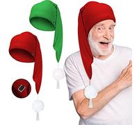2 Pcs Night Sleeping Cap Men Adjustable Stocking Cap Drawstring Sleeping Night Cap with Pom Ball for Daily Use, Red, Green, One Size