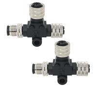 2 PCS NMEA 2000 T Connector 3 Ports Nickel Plated, N2K Network Accessories M12 Connectors for Lowrance Simrad Garmin Dual Device