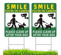 2 PCS No Dog Fouling Signs Clean Up After Your Dog Sign with Stake 12.6 x 9.5 Inches Double Sided Design UV Protected Weatherproof for Outdoor Patios Home Gardens and Lawns