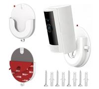 2 Pcs No Drill Camera Wall Mount for Ring Indoor Cam 2nd Gen, Blink Mini 2 & Outdoor 4 - Adhesive or Screw Install, Includes Screws, Plastic Bracket, White
