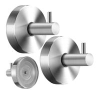 2 Pcs No-Drill Suction Cup Hooks, Stainless Steel Vacuum Suction Cup Hook Removable and Reusable SuctionTowel Holder, Self Adhesive Heavy Duty Hook for Bathroom Kitchen