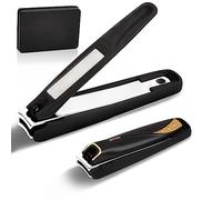 2 Pcs No Splash Fingernail Nail Clipper Set, Sharp Sturdy Stainless Premium Steel Toenail Nail Cutter, Toe Nail Clippers for Thick Nails Built-in Nail File, Curved Blade Finger Clipper for Men Women