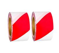 2 Pcs Non-Adhesive Barrier Tape - Red and White | 3" (75 mm) x 500 Meter Warning Tape Roll for Cordoning Off Areas | Hazard Tape Red and White for Warning, Making Boundaries, Caution Tape