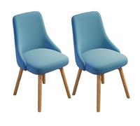 2 PCS Nordic High Back Accent Chair Set - Stylish Linen Blue Desk Chairs for Home Office, Bedroom, Makeup & Dining Room Decor
