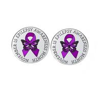 2 Pcs November is Epilepsy Awareness Month Button Pins, Epilepsy Care Butterfly Violet Ribbon Alloy Lapel Pins, Event Accessories
