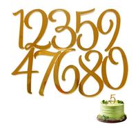 2 Pcs Numbers Happy Birthday Cake Toppers 0-9 Set, Acrylic Number Cake Decorations for DIY Cupcake, Anniversary Cakes, Celebration and Gold Number Cupcake Toppers for Birthday Party Supplies