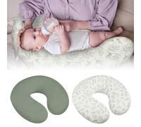 2 Pcs Nursing Pillow Covers, 22.5 x 18" Newborn U-Shaped Breastfeeding Pillowcase, Washable & Breathable, Stretchy Cushion Cover Soft Fabric Fits Snug On Infant for Girls Boys
