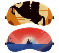 2 PCS Ocean Background Sleep Mask, Completely Block Out Light Eye Mask for Side Sleeper, Zero Eye Pressure Night Blindfold, Adjustable Eye Shade Cover