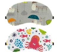 2 PCS Ocean Underwater Marine Octopus Fish Eye Mask, Sleep Mask for Side Sleeper, Soft Sleeping Eye Mask for Women Men, Complete Light Blocking, Zero Pressure Night Blindfold