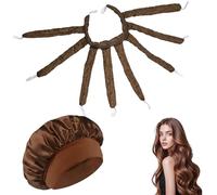 2 Pcs Octopus Heatless Curler Includes Nightcap Set,Design,Hair Curlers No Heat Curls Long Short Hairs Curling Rods,Sleeping Overnight Soft Headband Silk Ribbon Rollers Lazy Wave Styling Tools (Brown)