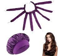 2 Pcs Octopus Heatless Curler With Nightcap Set,No Heat Octopus Curlers Design,heatless curler Long Short hair Curling Rods,Sleeping Overnight Soft Headband Silk Ribbon Hairs Rollers Styling (Purple)