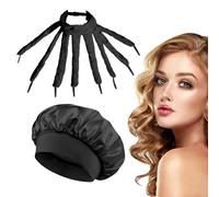 2 PCS Octopus Heatless Curlers with Silk Nightcap, No Heat and Soft Curling Headband Set, Comfortable Overnight Hair Curling Kit for Natural Waves and Curls on Long Hair (Black)