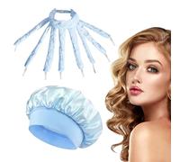 2 PCS Octopus Heatless Curlers with Silk Nightcap, No Heat Curling Rods Headband Set for DIY Overnight Styling, Comfortable Hair Curling Kit for Waves Curls on Long Hair (Blue)