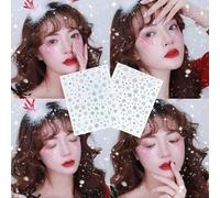 2 Pcs Of Christmas Temporary Tattoo Stickers Sweet Snowflakes Elk Girl Cute Blush And Love Makeup Face Stickers Tattoo Sticker Fake Tattoo