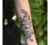 2 pcs of juice herbal temporary tattoo stickers with rose pattern, waterproof and anti rubbing, women's long-lasting arm flowers