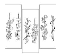 2 pcs of samurai sword herbal tattoo stickers, waterproof and durable, men's arm juice, semi permanent