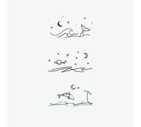 2 Pcs Of Small Fresh Whale Waves Dolphin Summer Line Waterproof Temporary Tattoo Stickers Tattoo Sticker Fake Tattoo