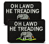 2 Pcs Oh Lawd He Treading Embroidered Patch,Tactical Funny Elephant Tread Snake Meme Morale Hook and Loop Emblem Patch Accessories for Clothing, Jackets, Jeans, Hat, Backpacks, Collect
