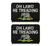 2 Pcs Oh Lawd He Treading Fun Patch Internet Meme Cartoon Elephant Embroidered Armband Hook & Loop Patch Funny Tactics Applique Accessories for Decorative Backpack,Clothing,Jacket,Hats,Jeans,T-Shirt
