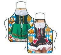 2 Pcs Oktoberfest Apron Cooking Kitchen Apron German Dress Bavarian | Women’s BBQ Party Decorations Festival Holiday Cosplay Celebration Costume Dinner Indoor Outdoor Home Room Present