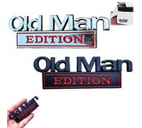 2 PCS Old Man Edition 3D Emblem,3D Emblem Sticker Badge,Funny Car Stickers,Sticker Badge Decoration Decal,Waterproof Rustproof Car Accessories&Decorations,Motorbike Stickers(Red-Silver+Black)