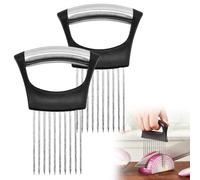 2 Pcs Onion Holder for Slicing Onion Slicer Holder 304 Stainless Steel for Fruit Vegetable Meat Slicing Kitchen Cutting Tool Gadget