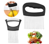 2 Pcs Onion Holder for Slicing, Stainless Steel Onion Slicer, 10＆16 Needles Onions Chopper Cutter, Kitchen Gadgets for Slicing Fruits, Vegetables, Meat