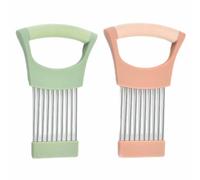 2 Pcs Onion Holder for Slicing with Soft TPR Grip, Stainless Steel Vegetable Slicer Helper (430 Steel), 14.2x9.3cm Finger Guard for Potato Tomato Meat, Kitchen Cutting Aid Tool