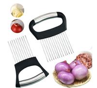 2 Pcs Onion Holder Slicer, Meat Tenderizer Needle,Stainless Steel Onion Holder All-in-One Onion Holder Food Slice Assistant Kitchen Gadget for Meat Potato Carrot Onions Tomatoes Vegetable
